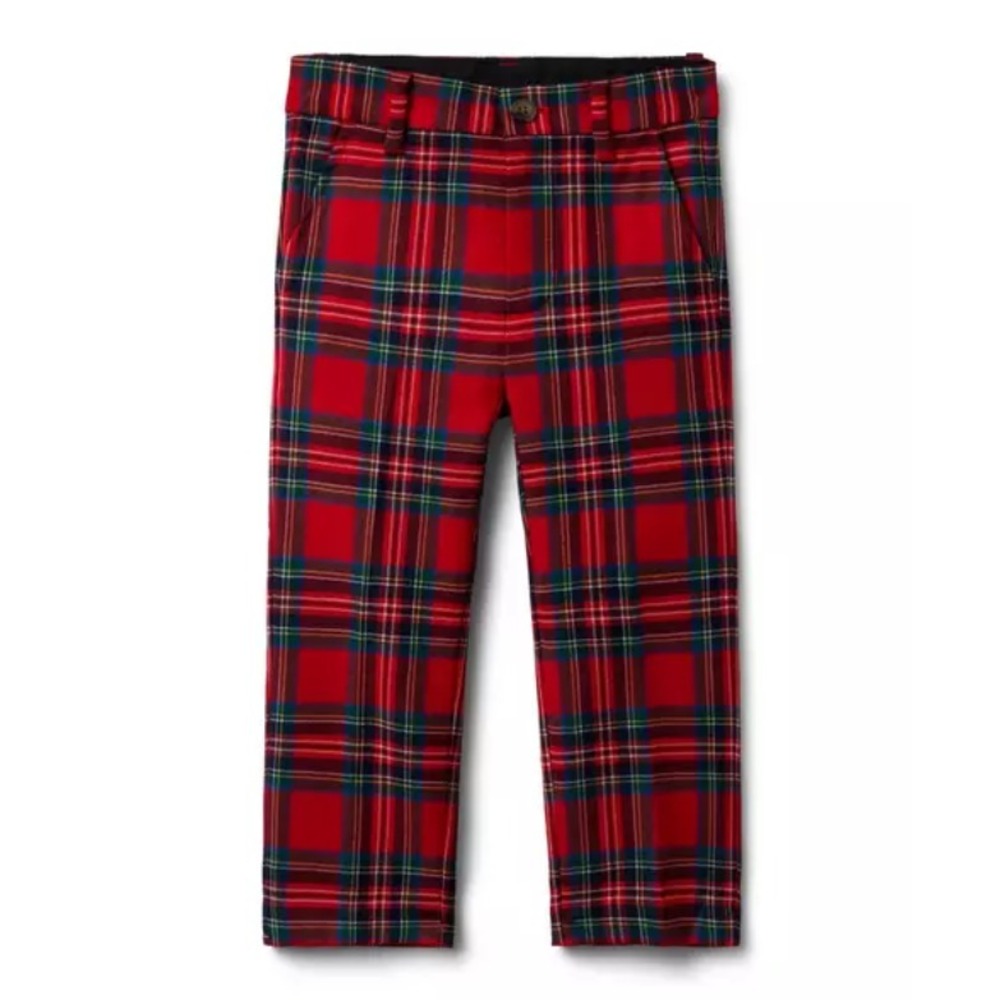 Janie and Jack Red Tartan Plaid Holiday Pant Boys Size 6-12 Months Christmas